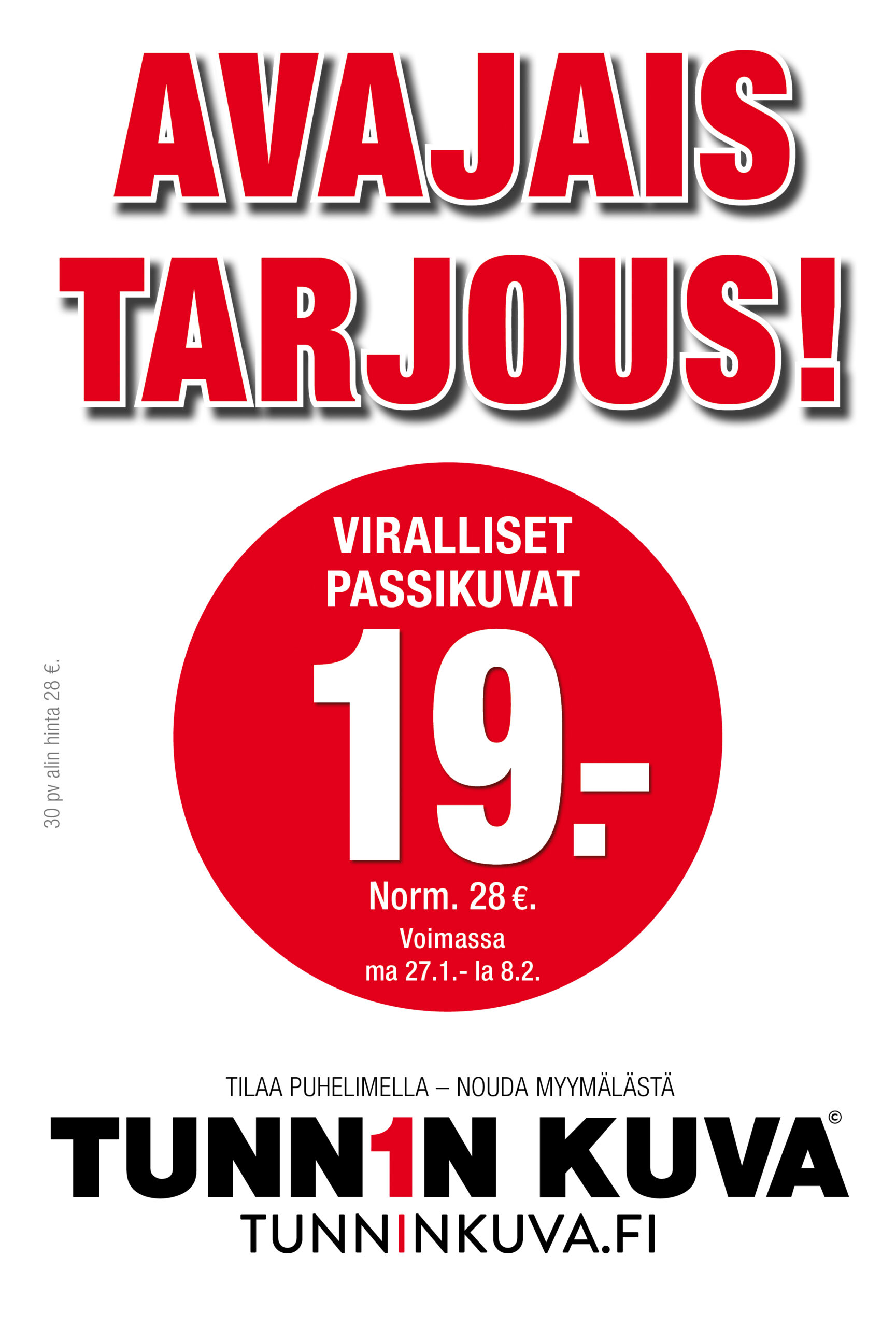 Viralliset passikuvat 19 €