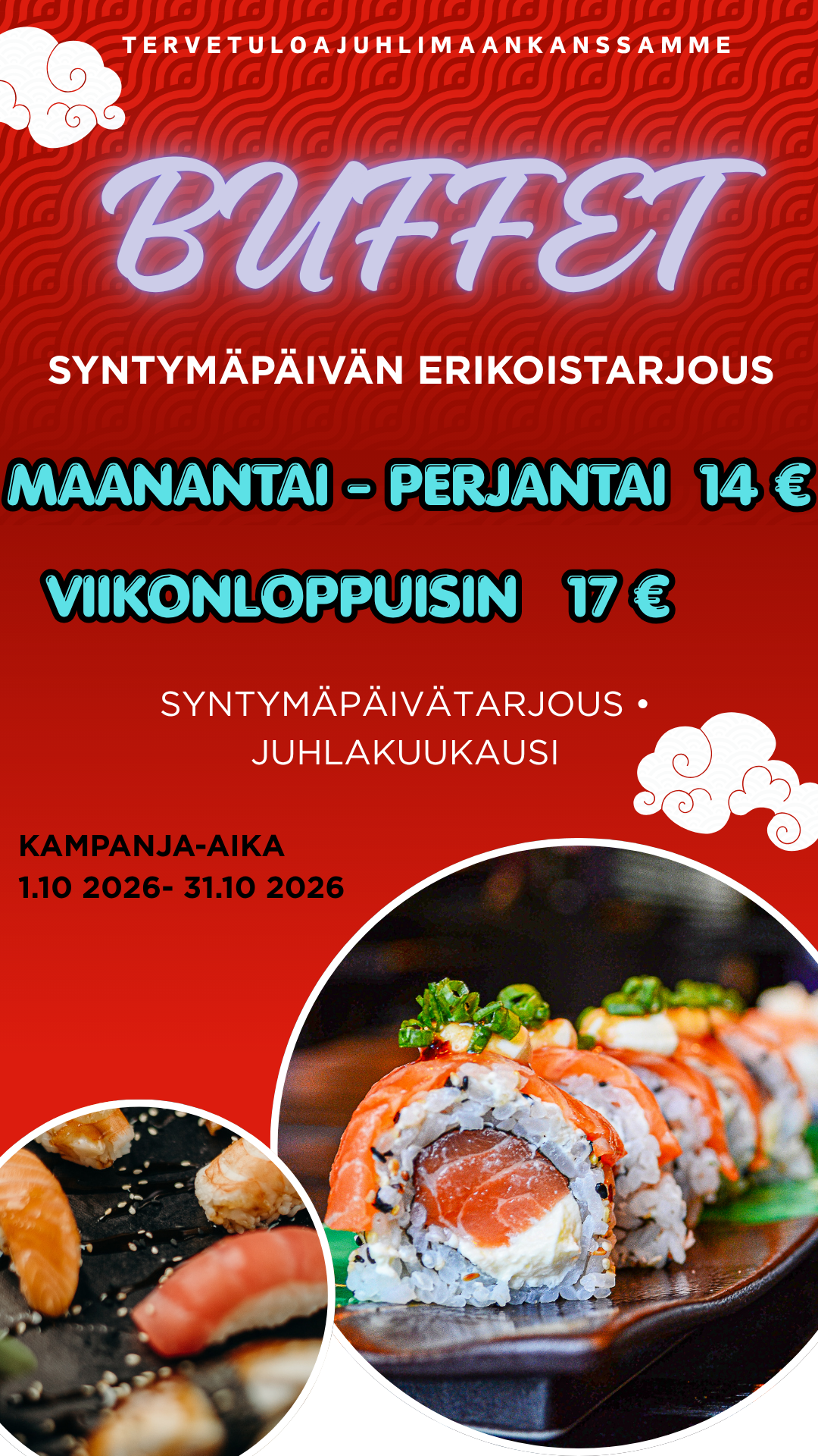 Haoking & Sushi juhlakuukausitarjous